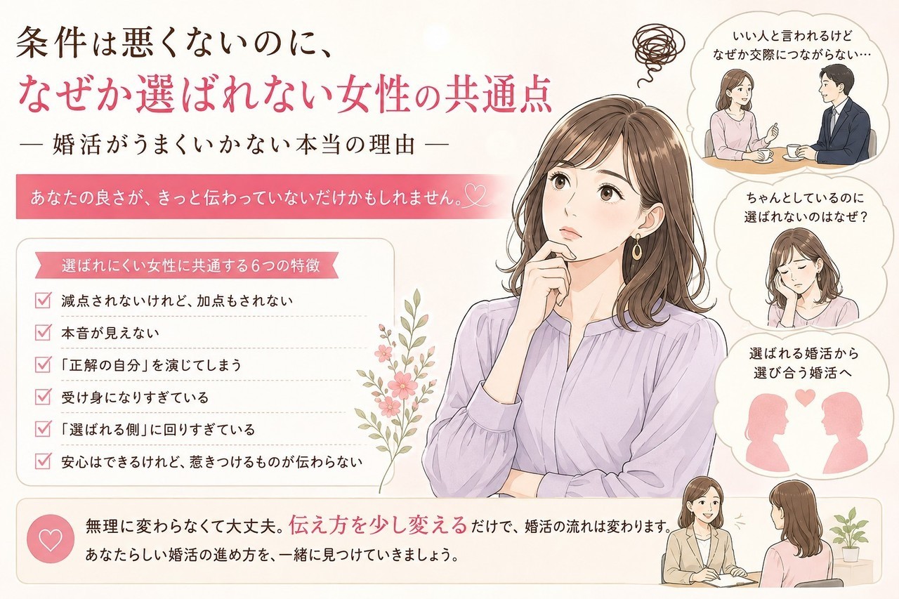 恋愛経験ゼロから6か月で成婚した35歳女性をイメージしたイラスト