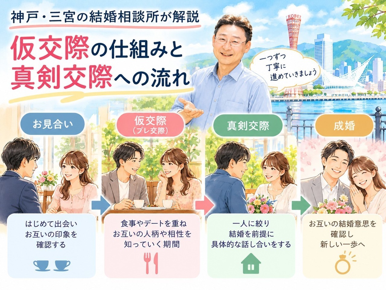恋愛経験ゼロから6か月で成婚した35歳女性をイメージしたイラスト